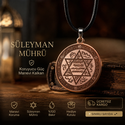 Mührü Süleyman Bakır Kolye Kadim Koruyucu Güç