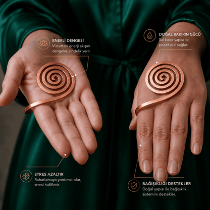 Enerji Sarmalı – Saf Bakır Spiral Avuç İçi Aksesuarı (2’li Set)