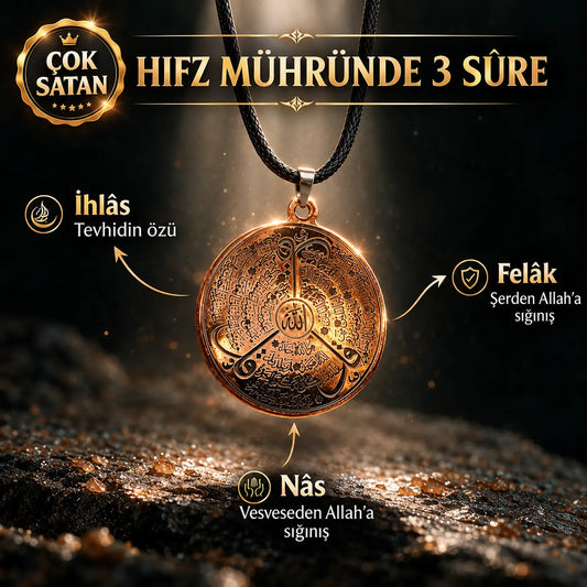 Hıfz Mührü – İhlâs, Felak ve Nâs Sureli Bakır Kolye