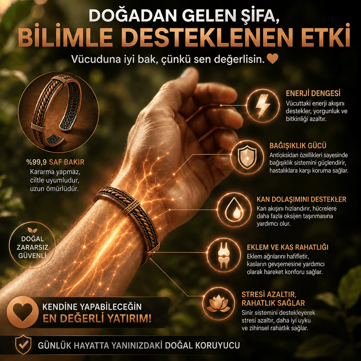Titan Bakır Bileklik