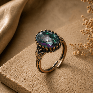 Topaz Taşlı Renk Değiştiren Bakır Yüzük